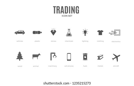 Vector trading infographic template. Color icon set design for your illustration or firm presentation