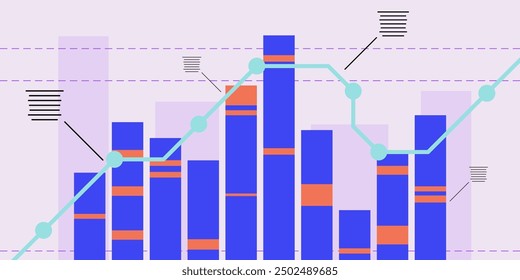 Vector. Operar en el intercambio de criptomonedas. Gráficos de rendimiento y estadísticas. Gráfico de criptomonedas y Precios de divisas. Visión esquemática del comercio. Mercado mundial de criptomonedas. Antecedentes de las sociedades mercantiles.