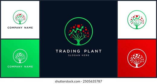 Vector of trading plant logo dan icon design template, can be used in various media easily, editable