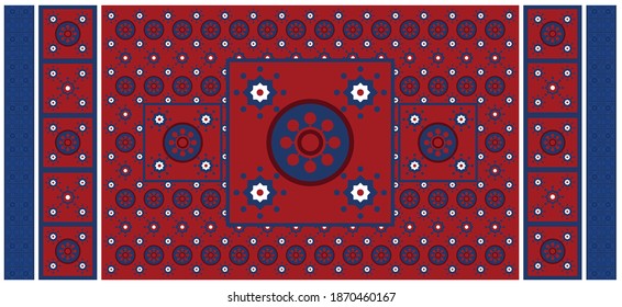 Vector of traditional ajrak design. Indian or Pakistani cultural motif for premium advertising campaign. Sindhi, Balochi Fabric or Rajasthani Suit.