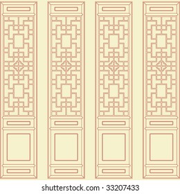 Vector of Traditional Asian Window and Door Pattern