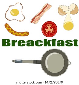 Vector traditional breakfast set of 6 items