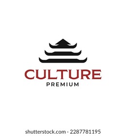 Vector traditional building korean roof culture logo design concept illustration idea