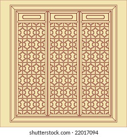 Vector of Traditional Chinese Classic Window, door, screen Frame Pattern