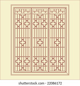 Vector of Traditional Chinese Classic Window, door, screen Frame Pattern