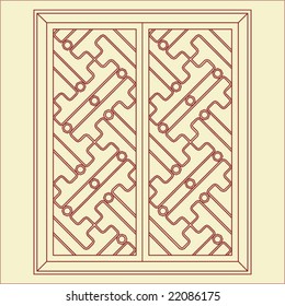 Vector of Traditional Chinese Classic Window, door, screen Frame Pattern