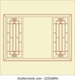 Vector of Traditional Chinese Classic Window, door, screen Frame Pattern