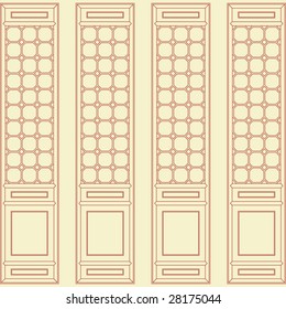 Vector of Traditional Chinese Classic Window, door, screen Frame Pattern