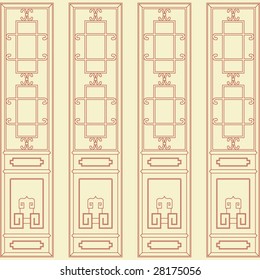 Vector of Traditional Chinese Classic Window, door, screen Frame Pattern