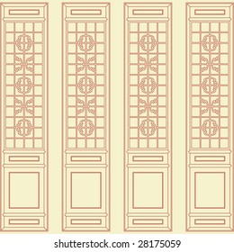 Vector of Traditional Chinese Classic Window, door, screen Frame Pattern