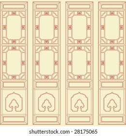 Vector of Traditional Chinese Classic Window, door, screen Frame Pattern
