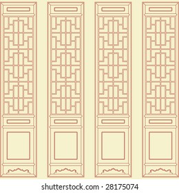 Vector of Traditional Chinese Classic Window, door, screen Frame Pattern
