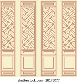 Vector of Traditional Chinese Classic Window, door, screen Frame Pattern