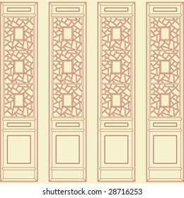 Vector of Traditional Chinese Classic Window, door, screen Frame Pattern