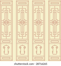 Vector of Traditional Chinese Classic Window, door, screen Frame Pattern