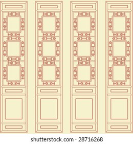 Vector of Traditional Chinese Classic Window, door, screen Frame Pattern