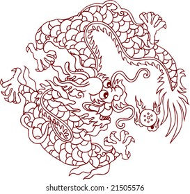Vector of Traditional Chinese Dragon Pattern