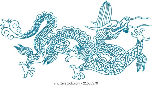 Vector of Traditional Chinese Dragon Pattern