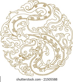 Vector of Traditional Chinese Dragon Pattern