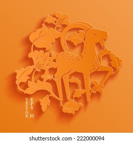 vector traditional chinese goat paper cutting 