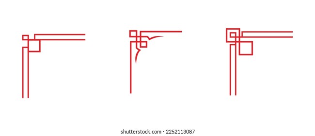 vector traditional Chinese ornament motif in red color on white background