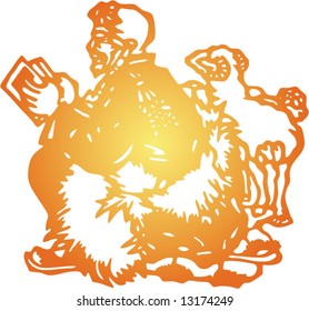 Vector of Traditional Chinese Paper-cut, pasted on windows when spring festival or couples get married, very popular in North-west China
