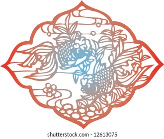 Vector of traditional Chinese Paper-cut for Spring Festaval