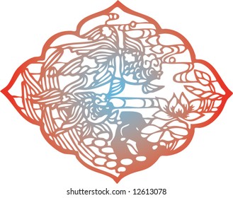 Vector of traditional Chinese Paper-cut for Spring Festaval