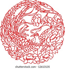 Vector of traditional Chinese Paper-cut for Spring Festaval