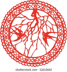 Vector of traditional Chinese Paper-cut for Spring Festival