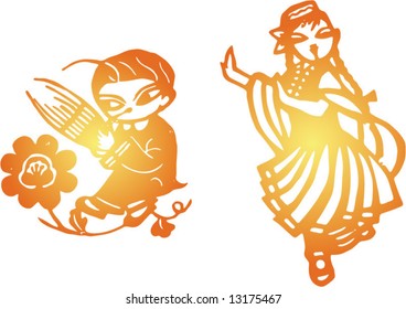 Vector of Traditional Chinese Paper-cut, very popular in North-west China