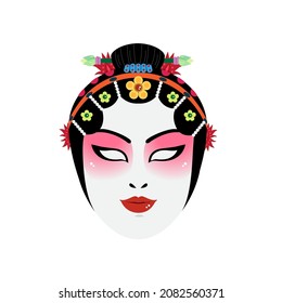 Vector Traditional Chinese Soap Opera Lady Mask.