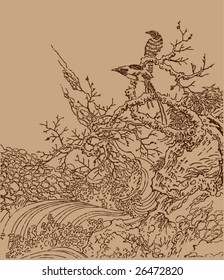 Vector of Traditional Chinese Stroke painting from Ming Dynasty