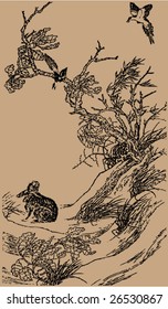 Vector of Traditional Chinese Stroke painting from Ming Dynasty