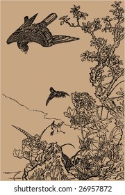 Vector of Traditional Chinese Stroke painting from Ming Dynasty