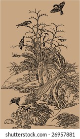 Vector of Traditional Chinese Stroke painting from Ming Dynasty