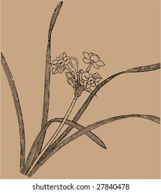 Vector of Traditional Chinese Stroke painting from Ming Dynasty