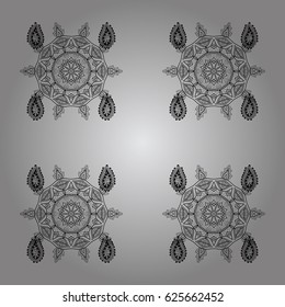 Vector traditional classic dim seamless pattern on gray background. Seamless oriental ornament in the style of baroque.