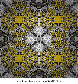 Vector traditional classic golden pattern. Yellow on background. Oriental ornament in the style of baroque.