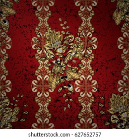 Vector traditional classic golden pattern. On pink background. Oriental ornament in the style of baroque.