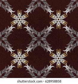 Vector traditional classic golden pattern. Brown on background. Oriental ornament in the style of baroque.