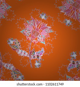 Vector traditional classic golden seamless pattern on blue, white and brown colors. Seamless oriental ornament in the style of baroque.