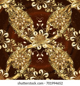 Vector traditional classic golden seamless pattern on colorful background. Seamless oriental ornament in the style of baroque.