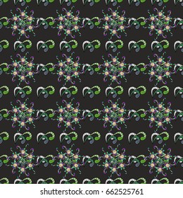 Vector traditional classic ornamental pattern with colorfil doodles on colorful background. Seamless oriental ornament in the style of baroque.