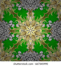 Vector traditional classic white pattern. Green and white on roughness background. Oriental ornament in the style of baroque.