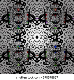 Vector traditional classic white seamless pattern on background. Seamless oriental ornament in the style of baroque.