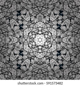 Vector traditional classic white seamless pattern on background. Seamless oriental ornament in the style of baroque.