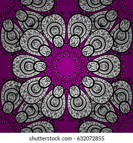 Vector traditional classic white seamless pattern on magenta background. Seamless oriental ornament in the style of baroque.