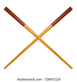 Vector Traditional Colored Asian Chopsticks for Food Isolated on White Background