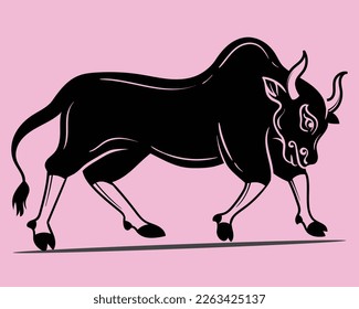 Vector traditional cow animal and traditional art